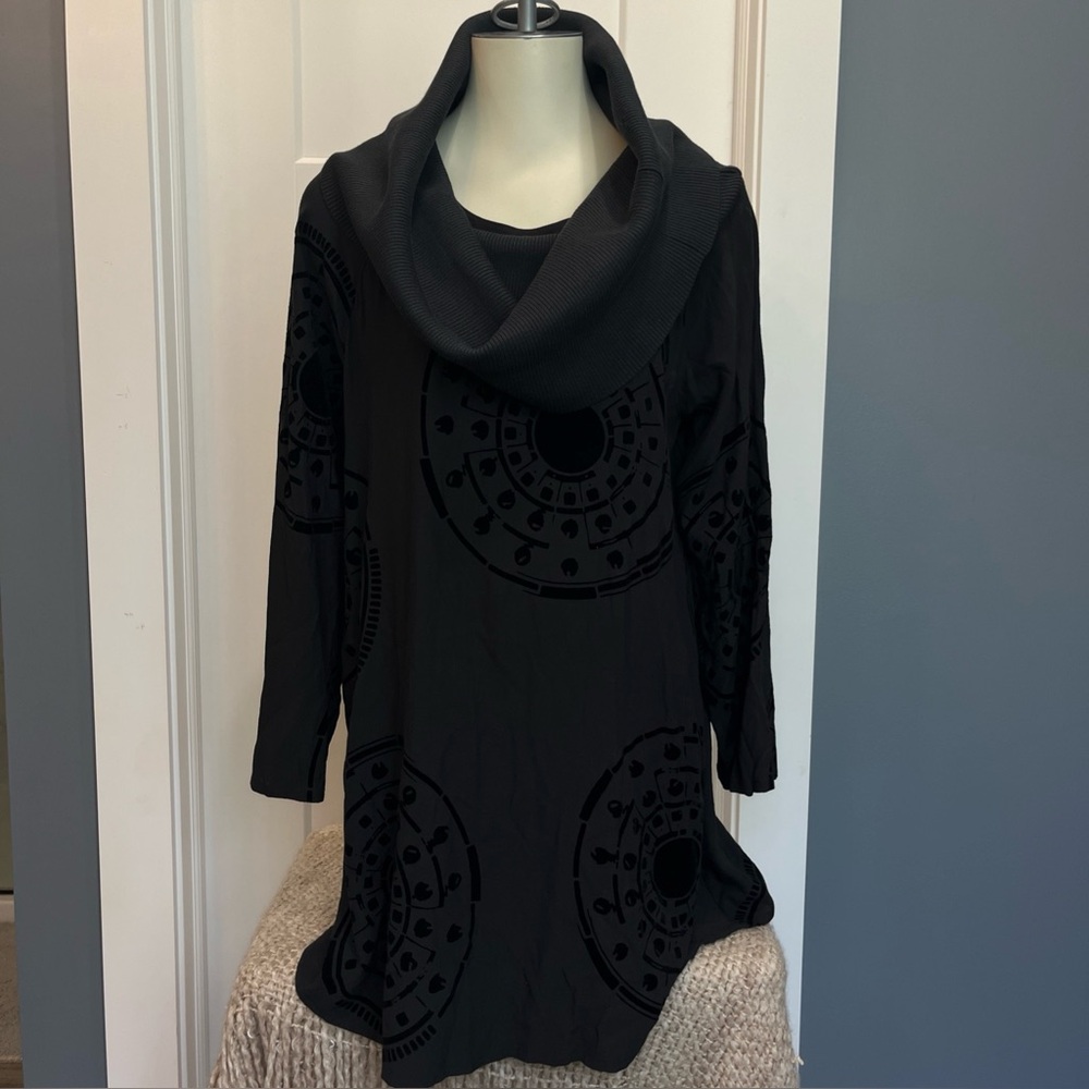 BITTE KAI RAND Cowl Neck Velvet Textured Tunic Top Long Sleeves Luxe Chic Sz 38